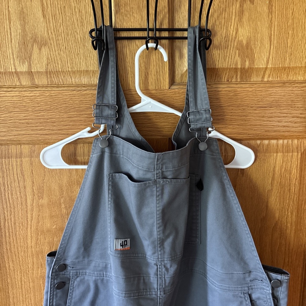 DULUTH TRADING 40 Grit Overalls Women XXL Gray Regular Flex Twill Bib Work - Picture 2 of 8